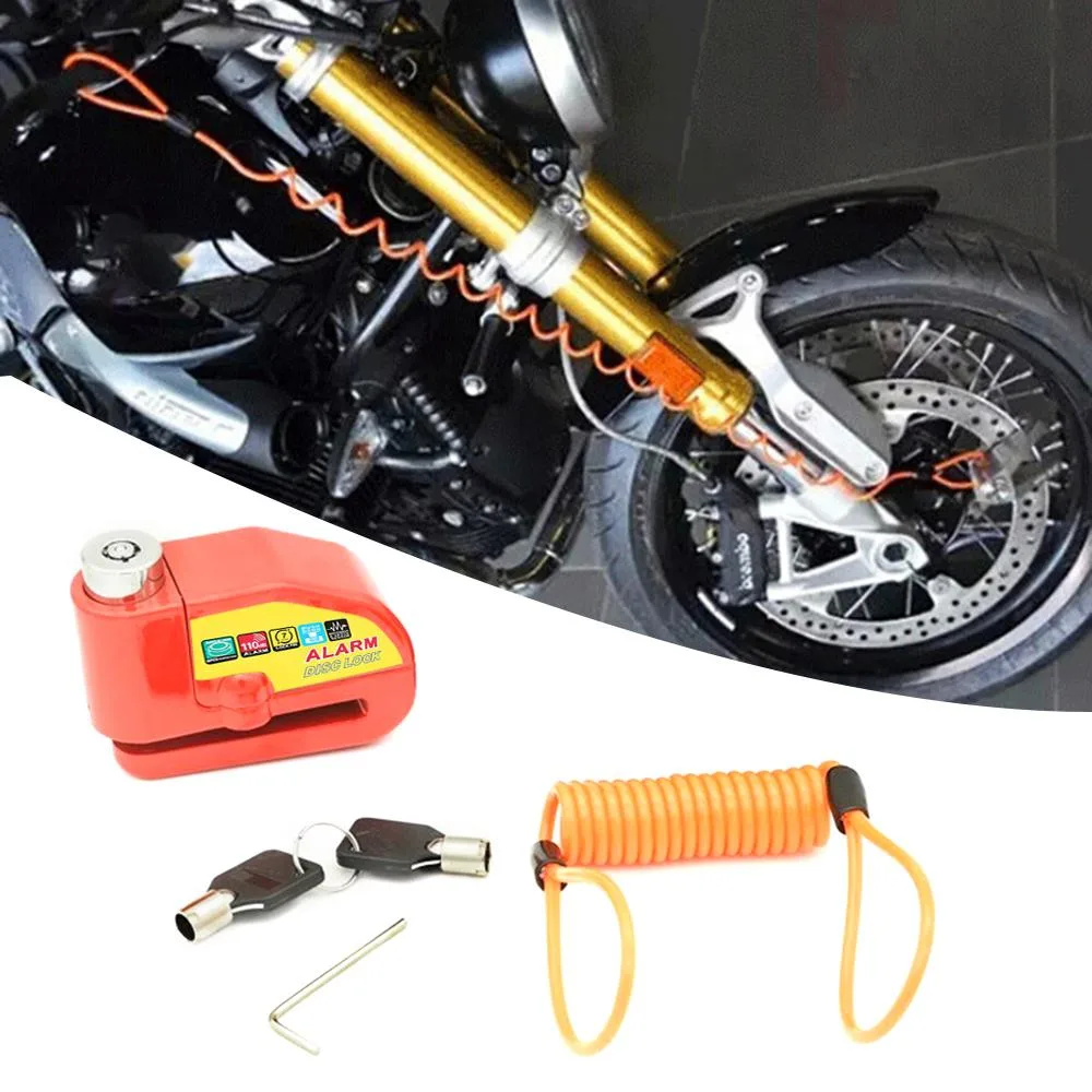 Motorcycle lock with alarm