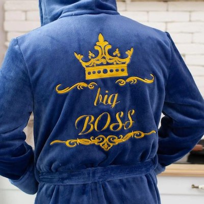 Bathrobe with a Funny Inscription